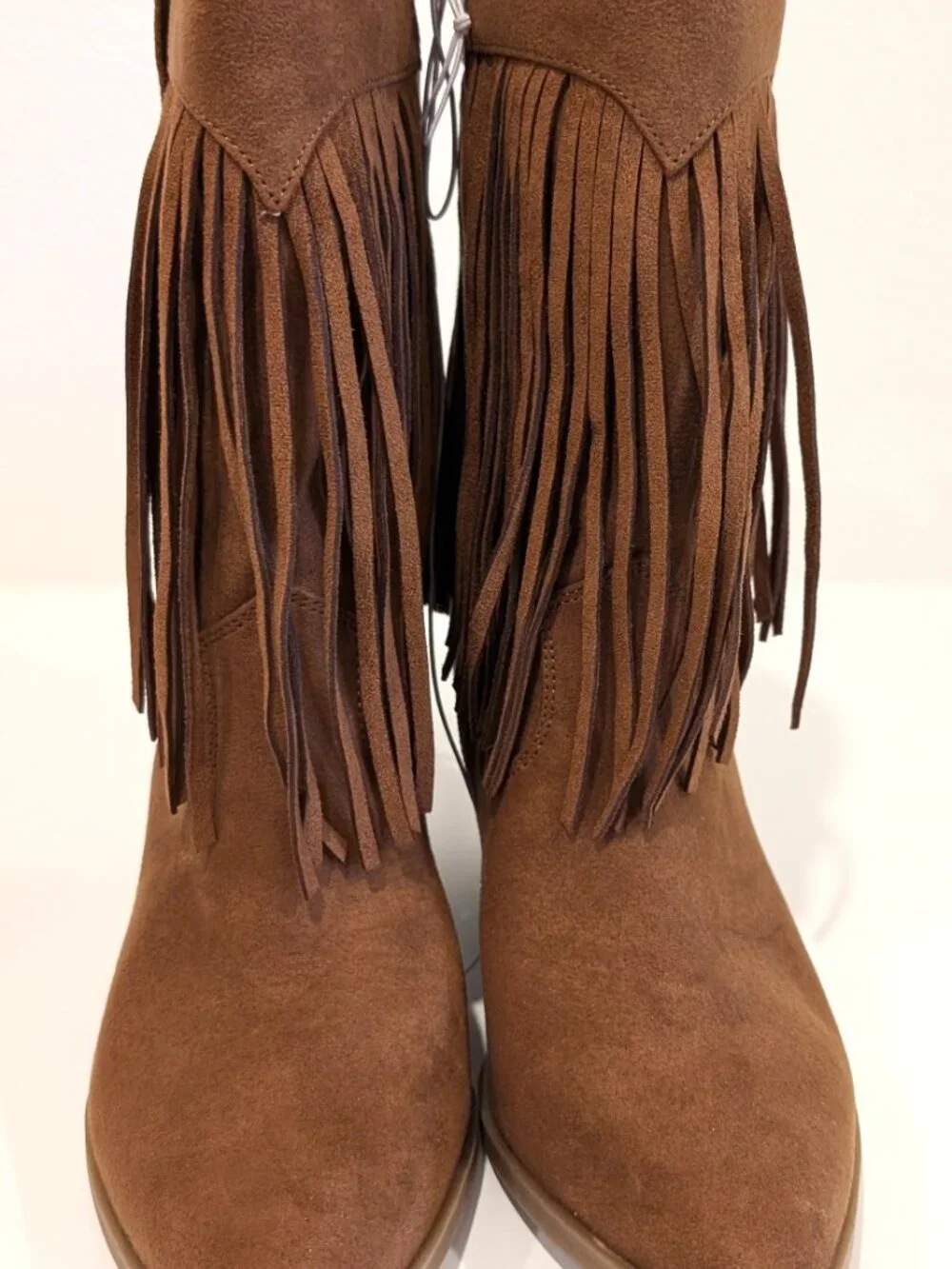 Report Dusk Women Fringe Western Boots Size 8 Brown Suede MidCalf Heel Boot New